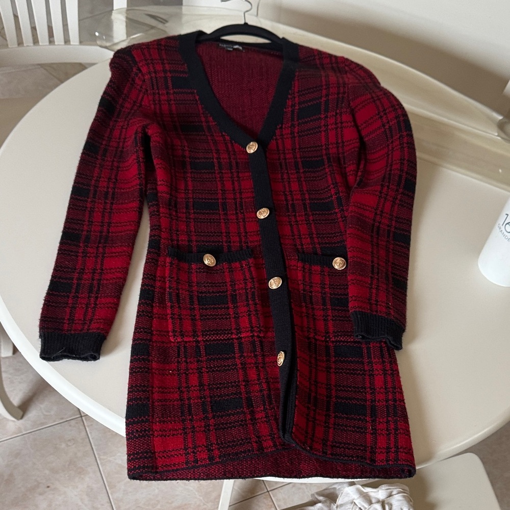 Fashion Nova Red and Black Plaid Dress